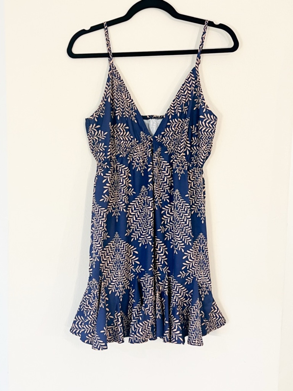 Cupshe V-Neck Navy Tank Flounce Mini Dress, Size Small